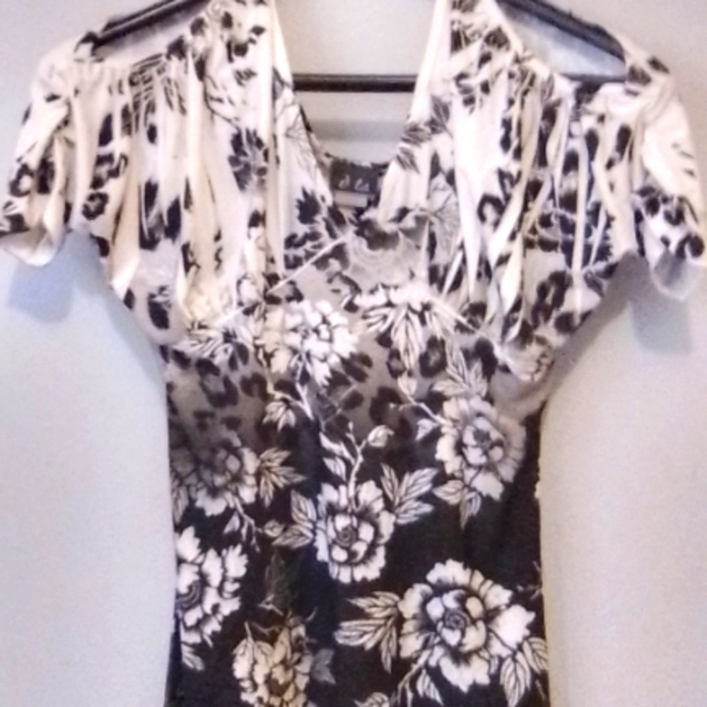 This is a dots medium white to black shirt that flares out at the bottom.